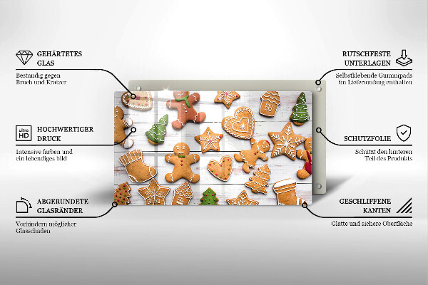 Szklana deska do krojenia Świąteczne pierniki