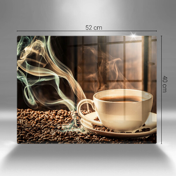 Szklana deska do krojenia Filiżanka i ziarna kawy