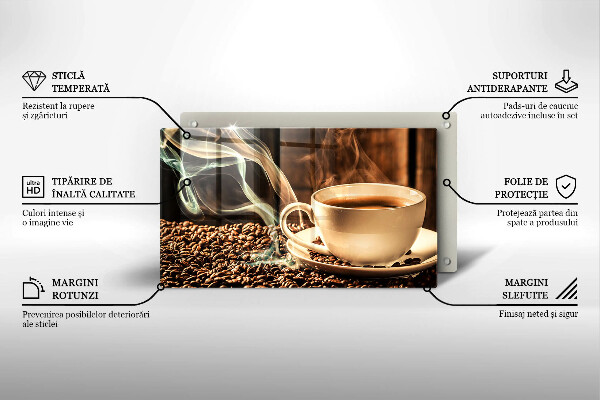 Szklana deska do krojenia Filiżanka i ziarna kawy