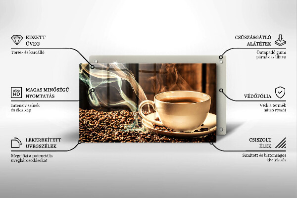 Szklana deska do krojenia Filiżanka i ziarna kawy