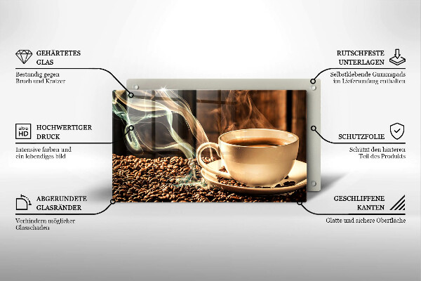 Szklana deska do krojenia Filiżanka i ziarna kawy