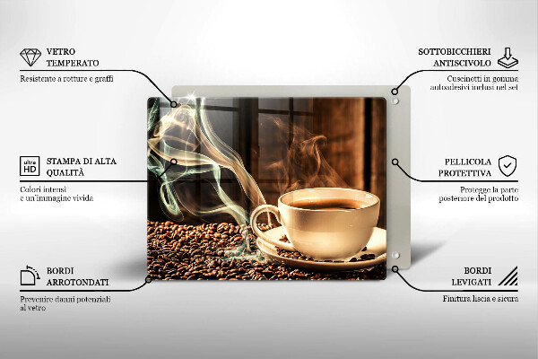 Szklana deska do krojenia Filiżanka i ziarna kawy