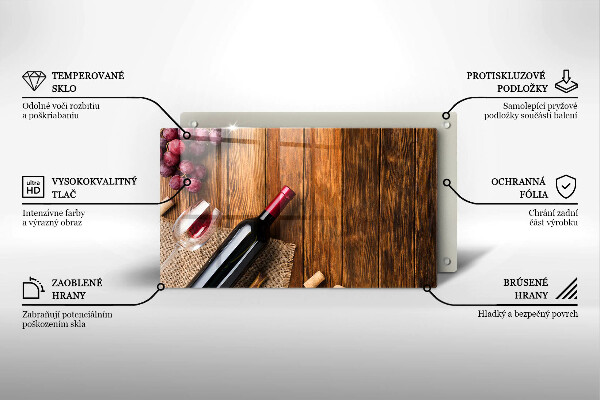 Szklana deska do krojenia Butelka czerwonego wina