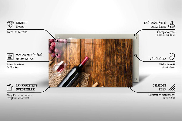 Szklana deska do krojenia Butelka czerwonego wina