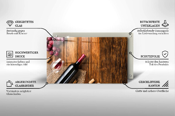 Szklana deska do krojenia Butelka czerwonego wina