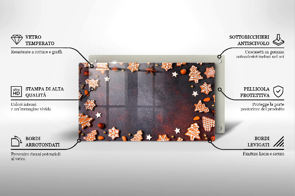 Szklana deska do krojenia Pierniczki świąteczne