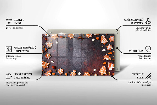 Szklana deska do krojenia Pierniczki świąteczne