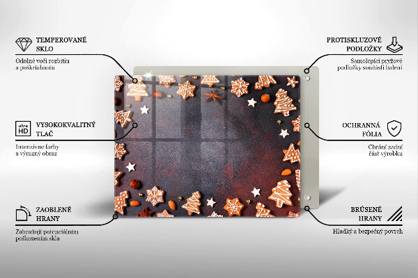 Szklana deska do krojenia Pierniczki świąteczne