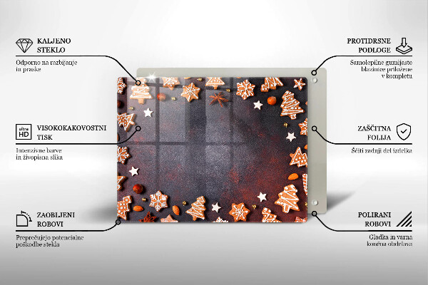 Szklana deska do krojenia Pierniczki świąteczne