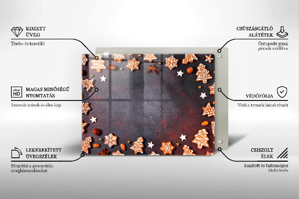 Szklana deska do krojenia Pierniczki świąteczne