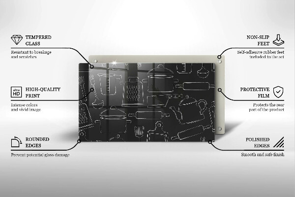 Szklana deska do krojenia Rysunkowe akcesoria kuchenne