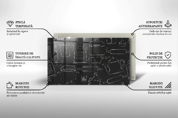 Szklana deska do krojenia Rysunkowe akcesoria kuchenne