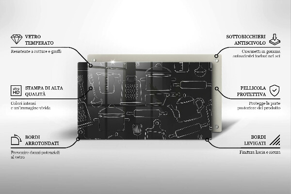 Szklana deska do krojenia Rysunkowe akcesoria kuchenne