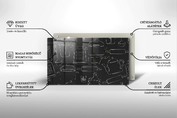 Szklana deska do krojenia Rysunkowe akcesoria kuchenne