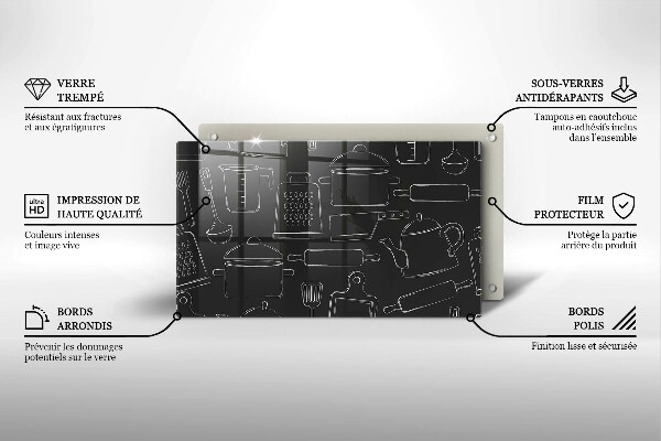 Szklana deska do krojenia Rysunkowe akcesoria kuchenne