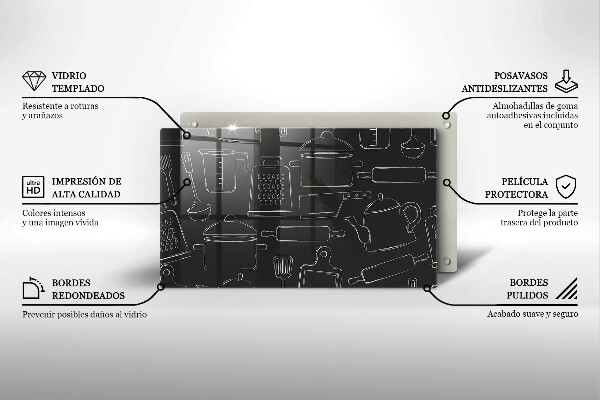 Szklana deska do krojenia Rysunkowe akcesoria kuchenne