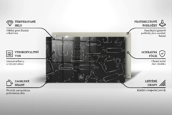 Szklana deska do krojenia Rysunkowe akcesoria kuchenne