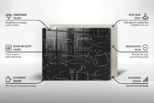 Szklana deska do krojenia Rysunkowe akcesoria kuchenne