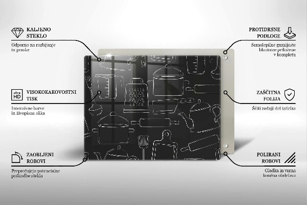 Szklana deska do krojenia Rysunkowe akcesoria kuchenne