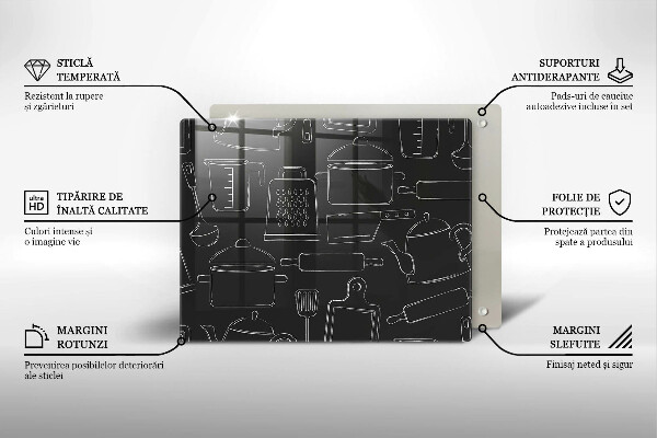 Szklana deska do krojenia Rysunkowe akcesoria kuchenne