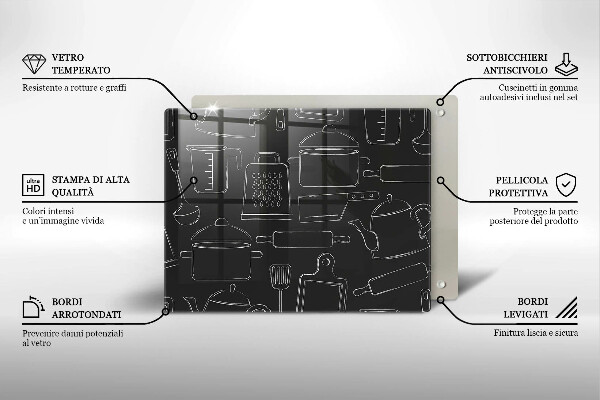 Szklana deska do krojenia Rysunkowe akcesoria kuchenne