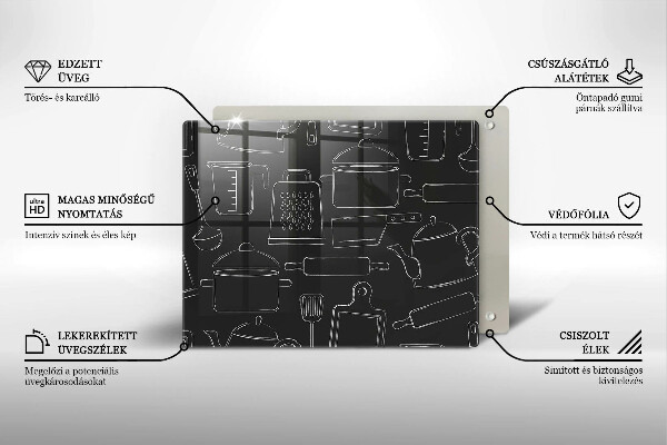 Szklana deska do krojenia Rysunkowe akcesoria kuchenne