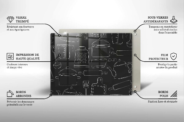 Szklana deska do krojenia Rysunkowe akcesoria kuchenne