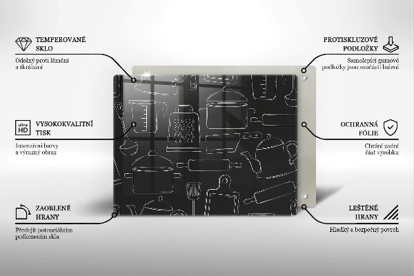Szklana deska do krojenia Rysunkowe akcesoria kuchenne