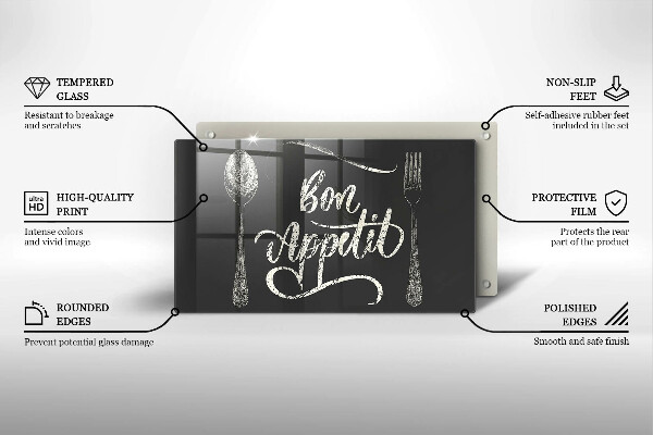 Szklana deska do krojenia Napis Bon Appetit
