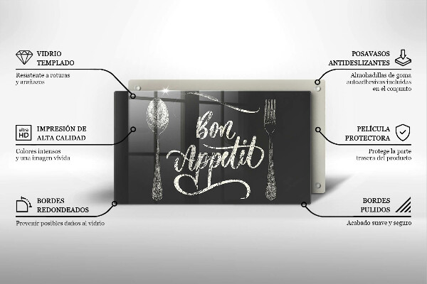 Szklana deska do krojenia Napis Bon Appetit