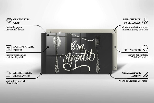 Szklana deska do krojenia Napis Bon Appetit