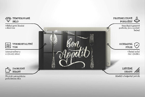 Szklana deska do krojenia Napis Bon Appetit