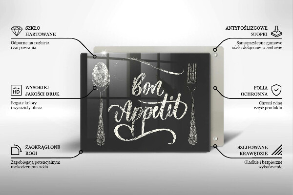 Szklana deska do krojenia Napis Bon Appetit