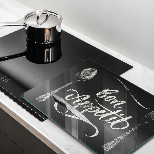 Szklana deska do krojenia Napis Bon Appetit