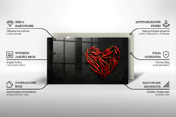 Szklana deska do krojenia Papryki chili serce