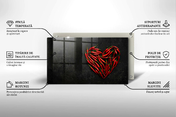Szklana deska do krojenia Papryki chili serce