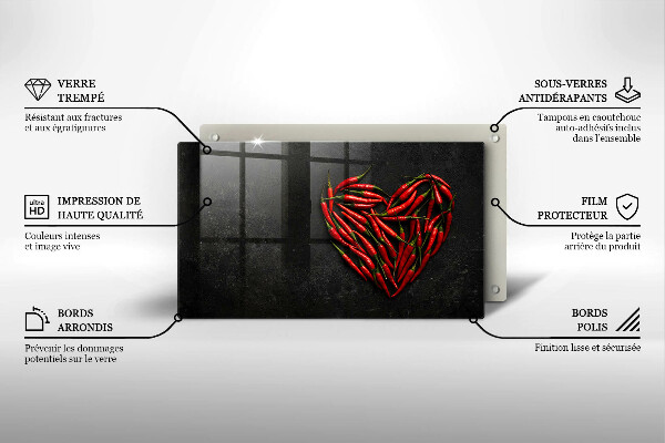 Szklana deska do krojenia Papryki chili serce