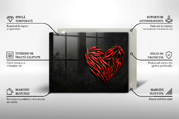 Szklana deska do krojenia Papryki chili serce