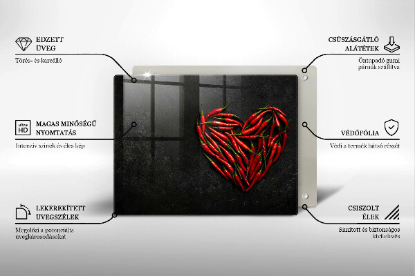 Szklana deska do krojenia Papryki chili serce