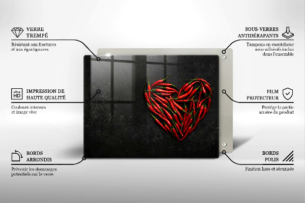 Szklana deska do krojenia Papryki chili serce