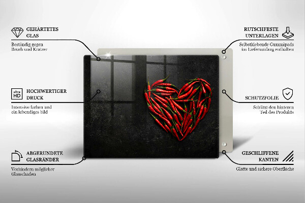 Szklana deska do krojenia Papryki chili serce