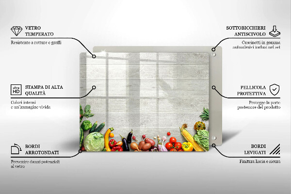 Szklana deska do krojenia Warzywa na deskach