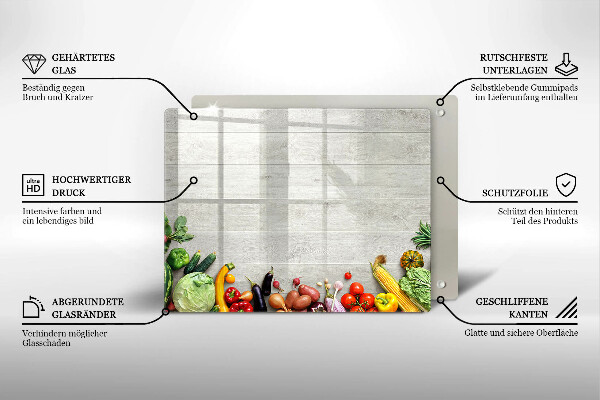 Szklana deska do krojenia Warzywa na deskach