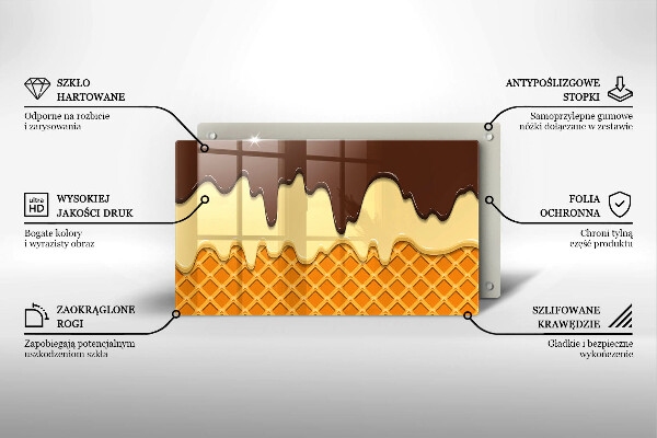Szklana deska do krojenia Ilustracja lody rożek