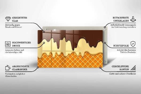 Szklana deska do krojenia Ilustracja lody rożek