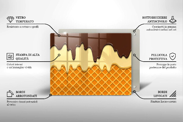 Szklana deska do krojenia Ilustracja lody rożek