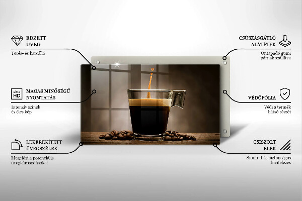 Szklana deska do krojenia Szklanka i ziarna kawy