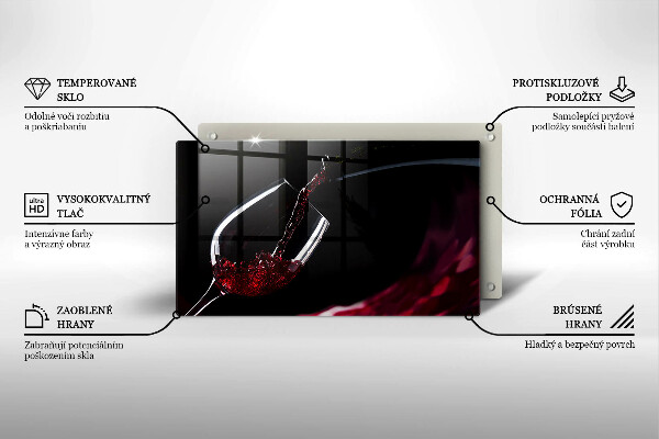 Szklana deska do krojenia Kieliszek czerwone wino