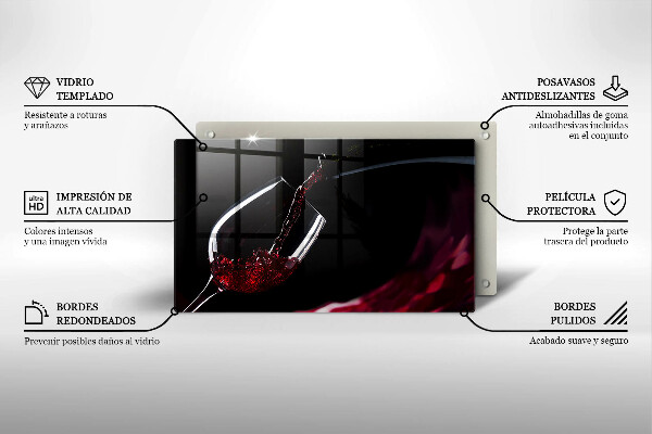 Szklana deska do krojenia Kieliszek czerwone wino