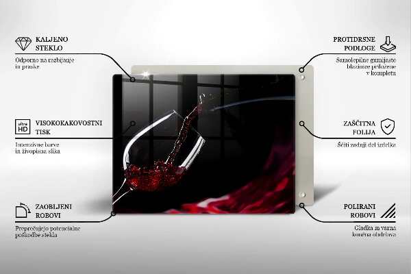 Szklana deska do krojenia Kieliszek czerwone wino